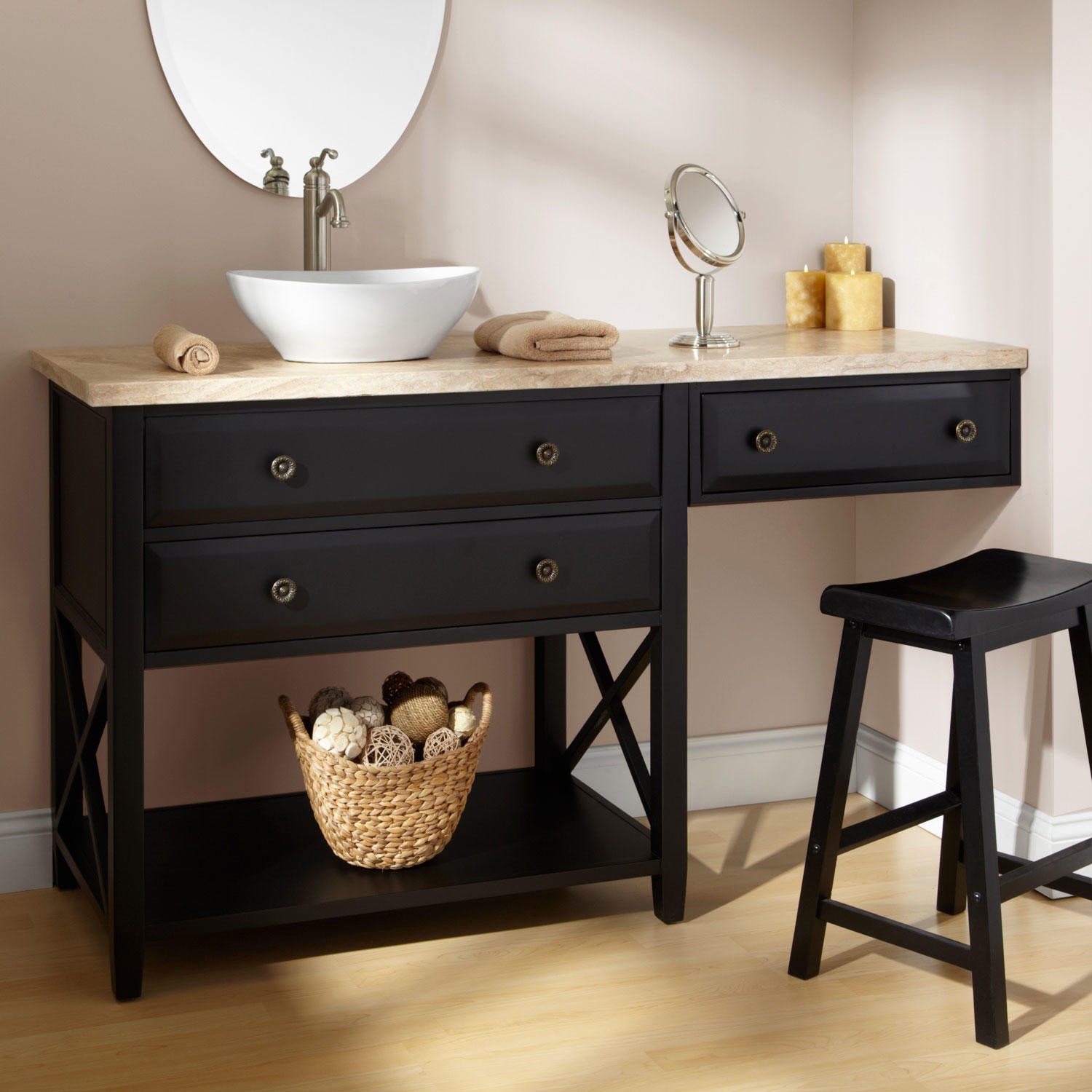 Bathroom vanity with makeup area - large and beautiful ...