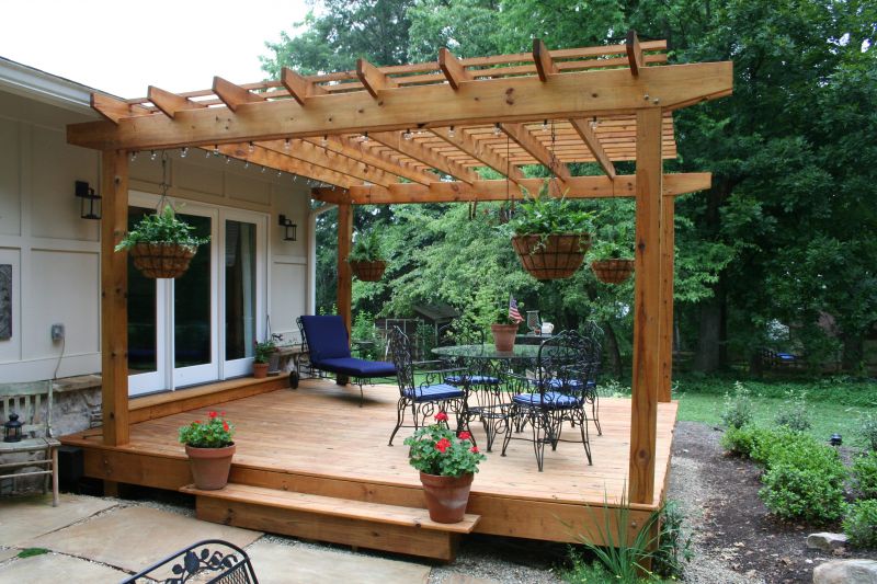 Modern garden pergola design ideas wood construction lit concrete ...