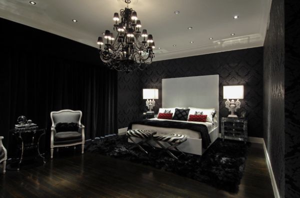 bedrooms with black walls photo - 2