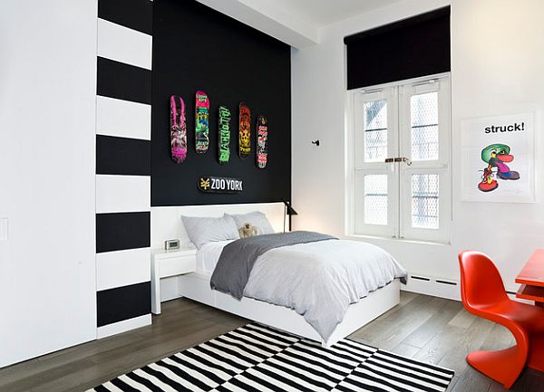 black and white teenage bedroom - large and beautiful photos. photo
