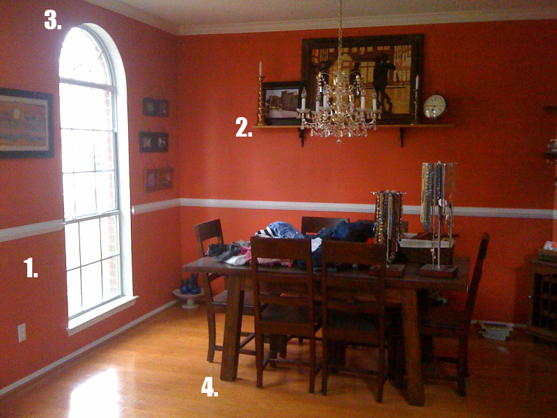 Burnt Orange Black Leather Dining Room