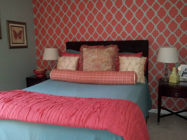 coral bedroom color schemes photo - 2