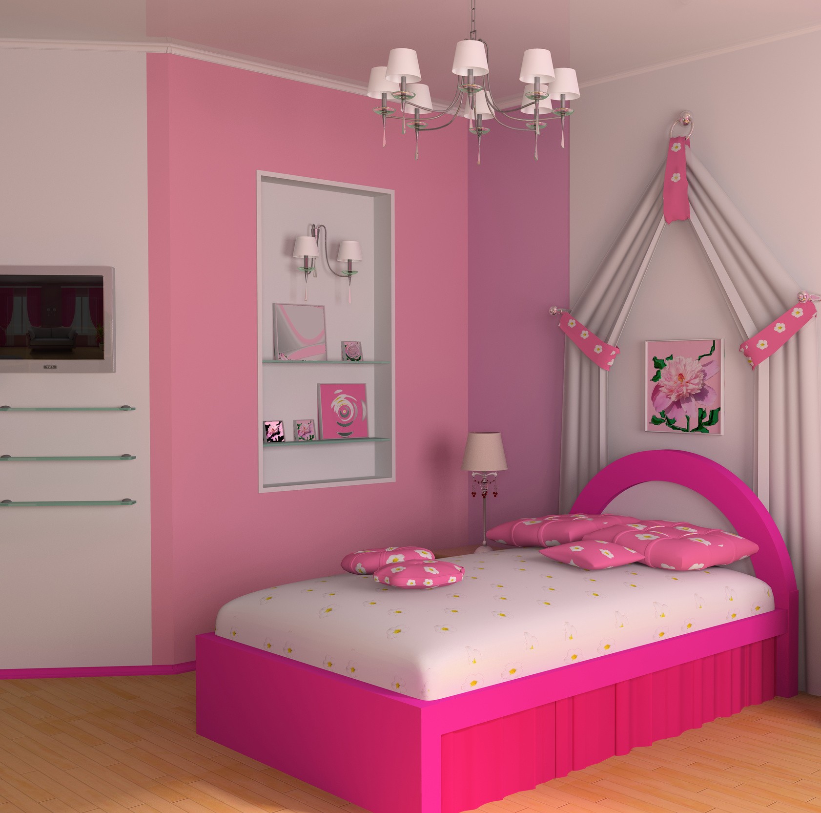 girls pink bedroom photo - 2