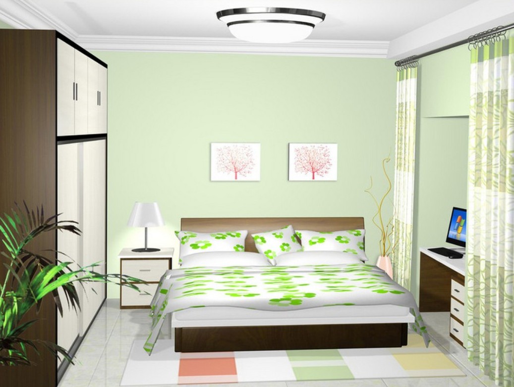 green bedroom walls photo - 2