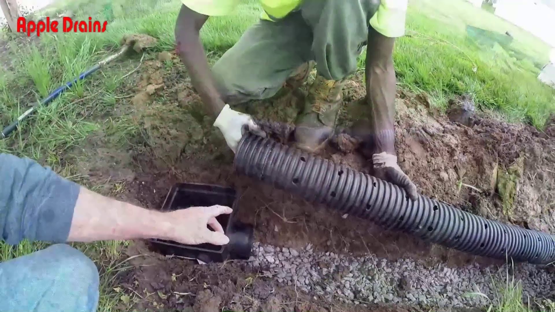 installing a french drain in backyard photo - 2
