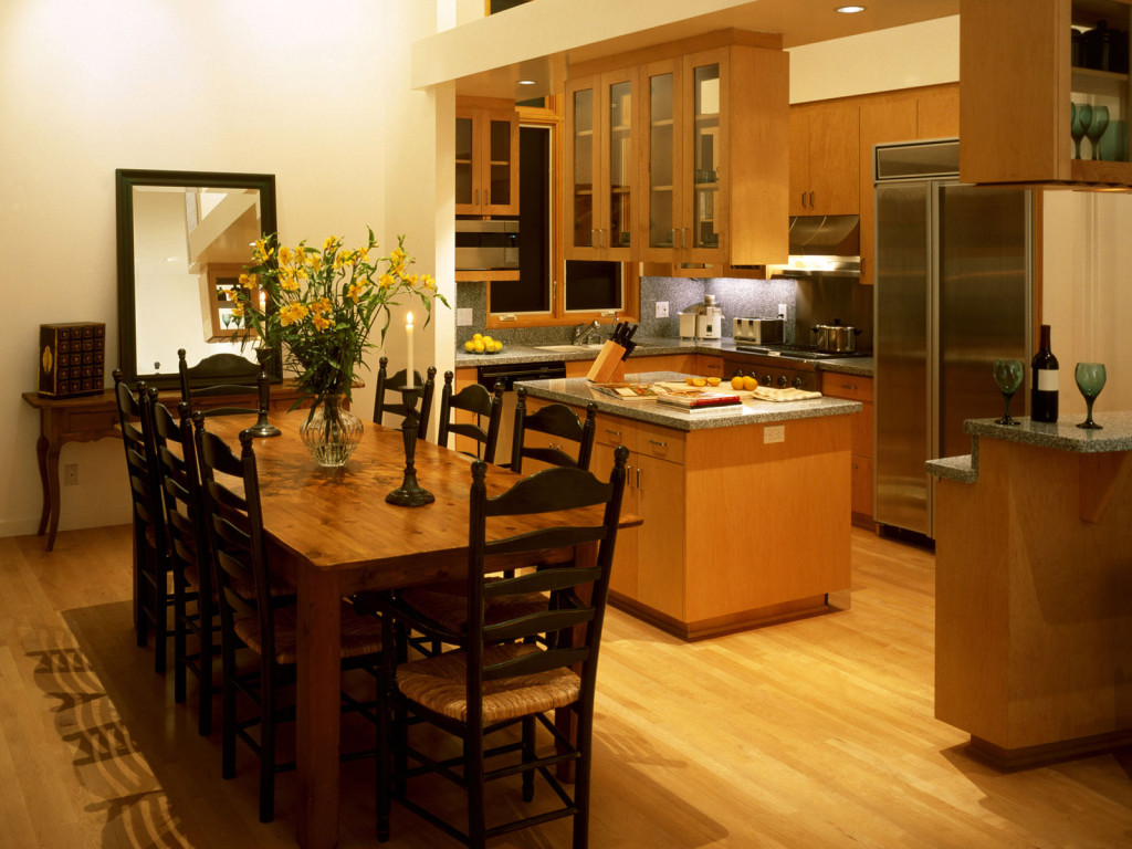 kitchen with dining room photo - 1