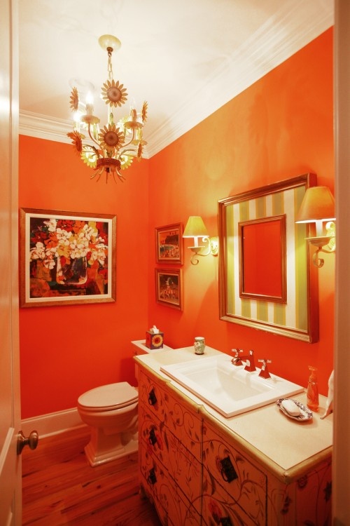 orange bathroom photo - 1
