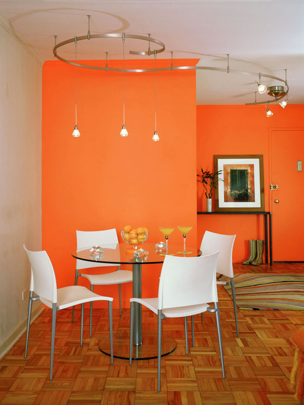orange dining room photo - 2