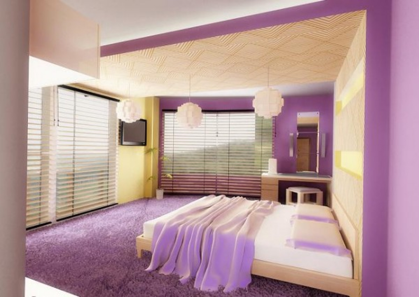 purple bedroom color schemes photo - 2