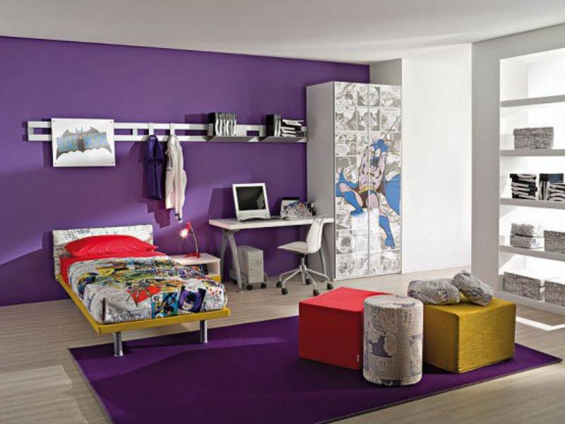 purple walls in bedroom photo - 2