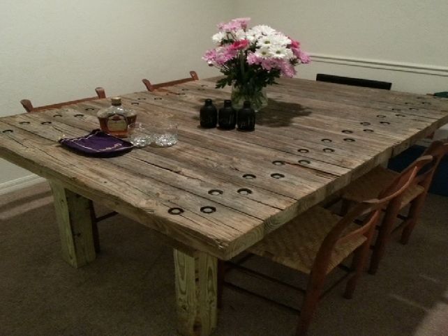 reclaimed wood dining room table photo - 1