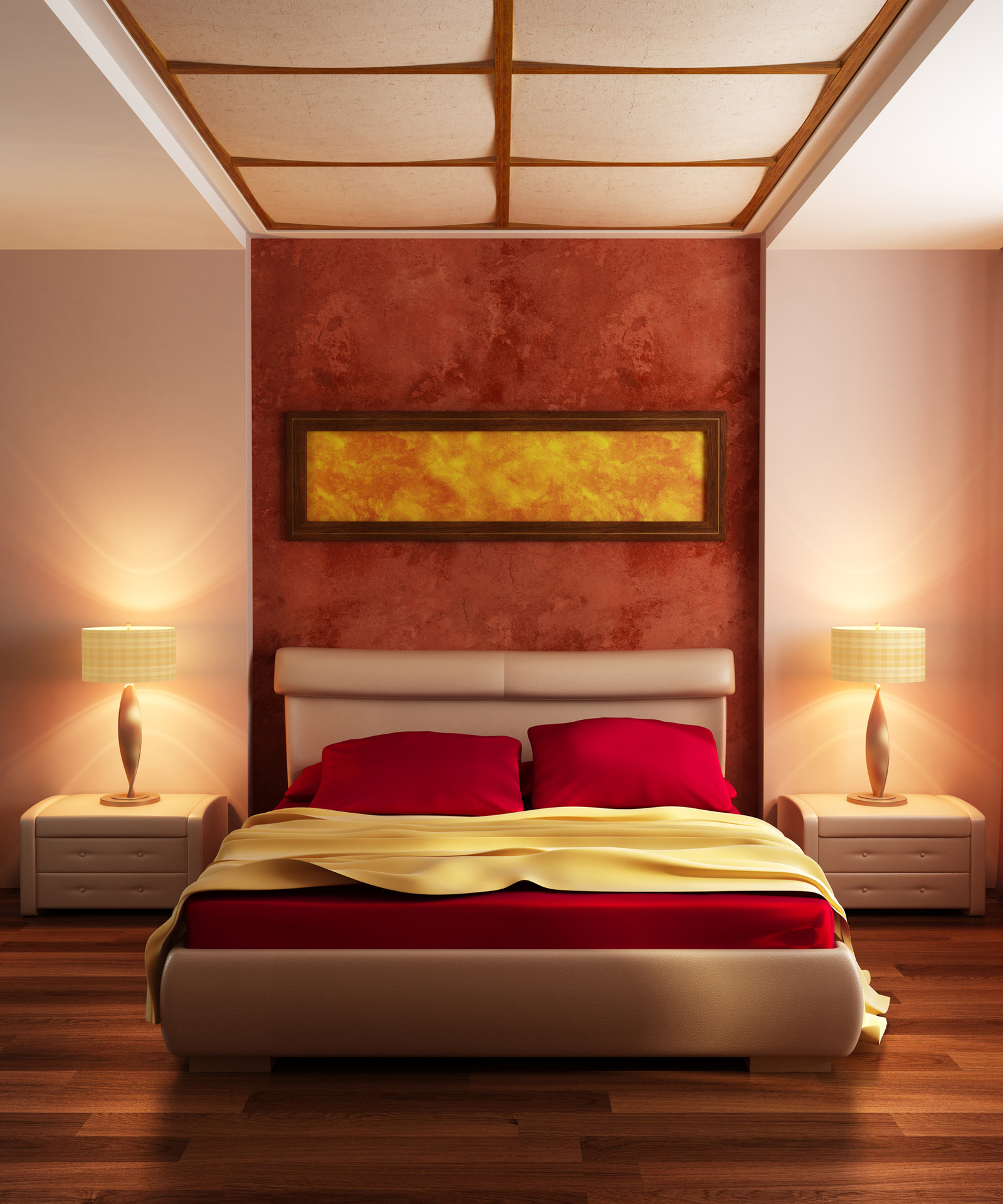 red color schemes for bedrooms photo - 1