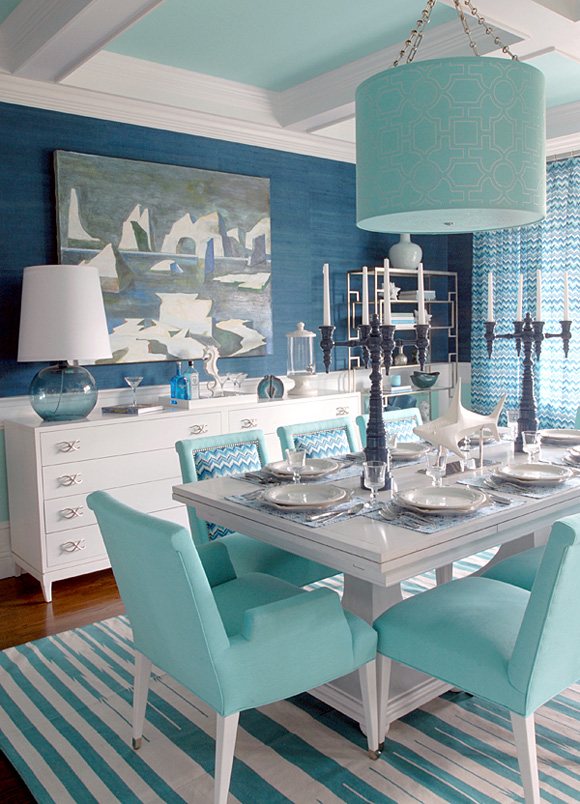 teal dining room photo - 2