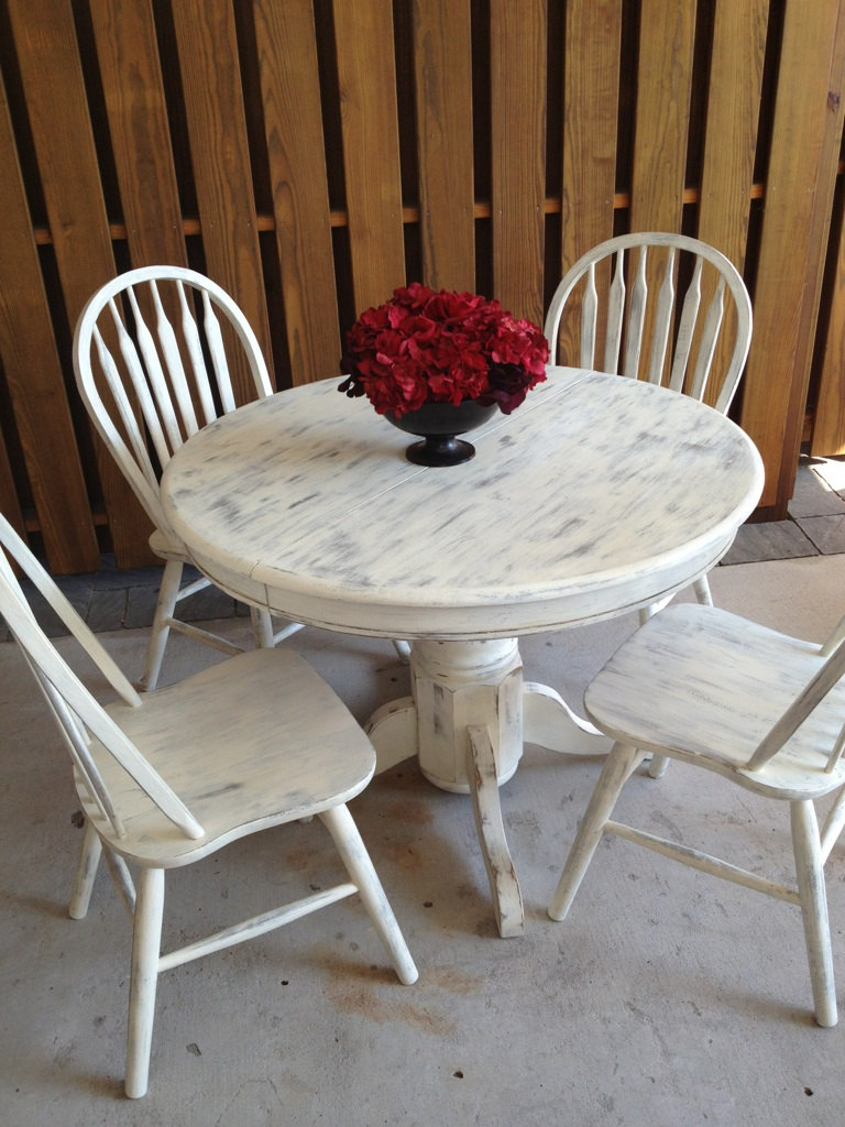 white shabby chic dining table photo - 2